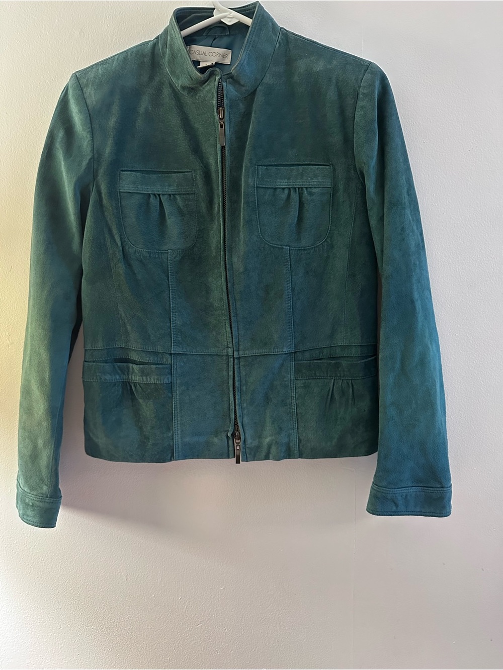 Casual Corner Women's Teal Suede Zip Jacket